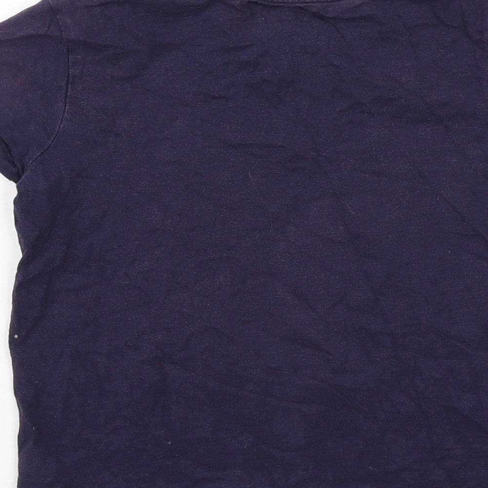 NEXT Girls Blue Cotton Basic T-Shirt Size 9 Years Boat Neck Pullover - Rainbow