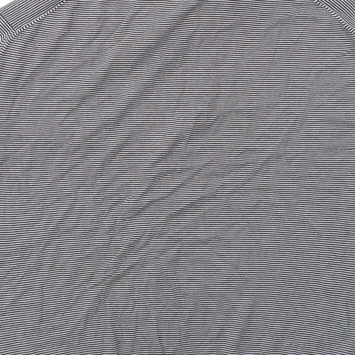 John Smedley Mens Blue Striped Cotton Polo Size XL Collared Button