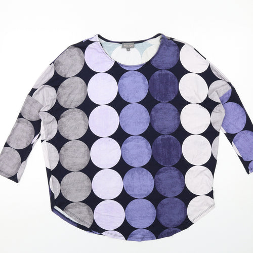 Phase Eight Womens Blue Polka Dot Viscose Basic Blouse Size 10 Round Neck