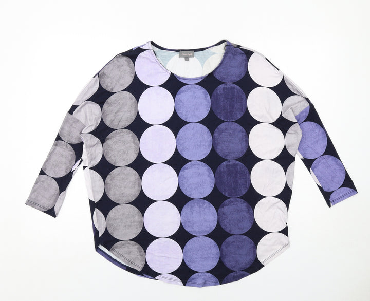 Phase Eight Womens Blue Polka Dot Viscose Basic Blouse Size 10 Round Neck