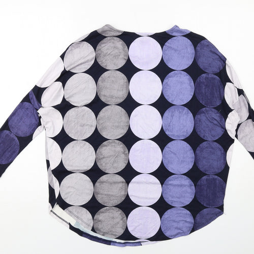 Phase Eight Womens Blue Polka Dot Viscose Basic Blouse Size 10 Round Neck
