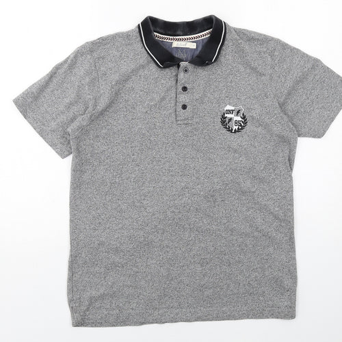 Onfire Mens Grey Cotton Polo Size M Collared Button