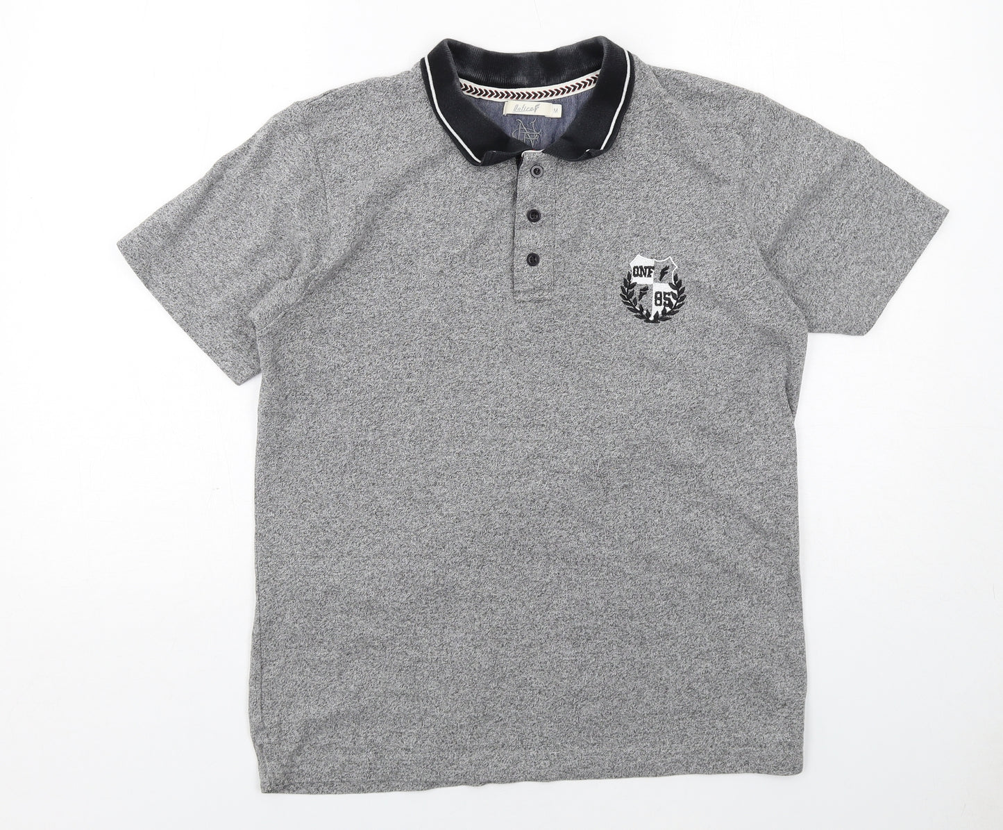 Onfire Mens Grey Cotton Polo Size M Collared Button