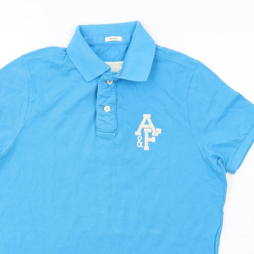 Abercrombie & Fitch Mens Blue Cotton Polo Size L Collared Button