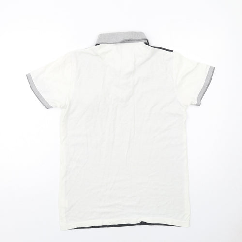 Twisted Soul Mens Grey Colourblock Cotton Polo Size XS Collared Button