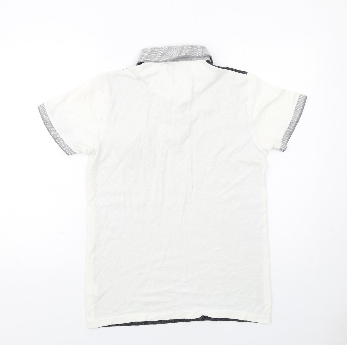 Twisted Soul Mens Grey Colourblock Cotton Polo Size XS Collared Button