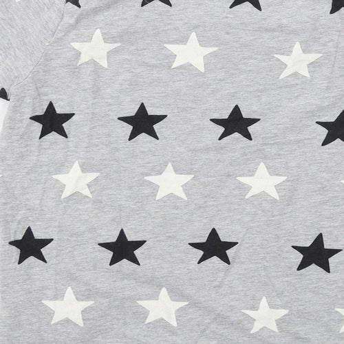 Marks and Spencer Boys Grey Geometric Cotton Basic T-Shirt Size 9-10 Years Crew Neck Pullover - Star Print