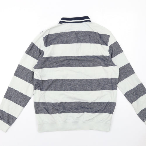 Vittorio Fratini Mens Green Striped Cotton Henley Sweatshirt Size L
