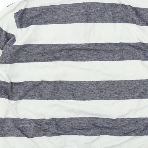 Vittorio Fratini Mens Green Striped Cotton Henley Sweatshirt Size L