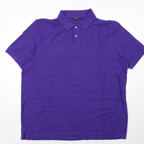 Blue Harbour Mens Purple Cotton Polo Size 2XL Collared Button