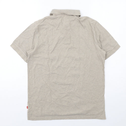 IZOD Mens Beige Cotton Polo Size S Collared Button
