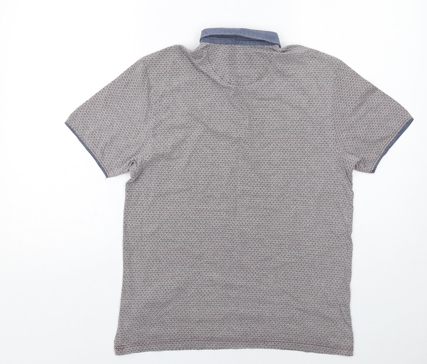 Burton Mens Red Geometric Cotton Polo Size S Collared Button