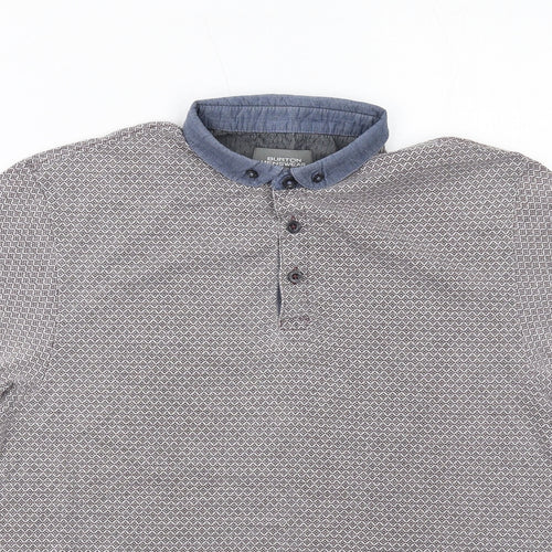 Burton Mens Red Geometric Cotton Polo Size S Collared Button