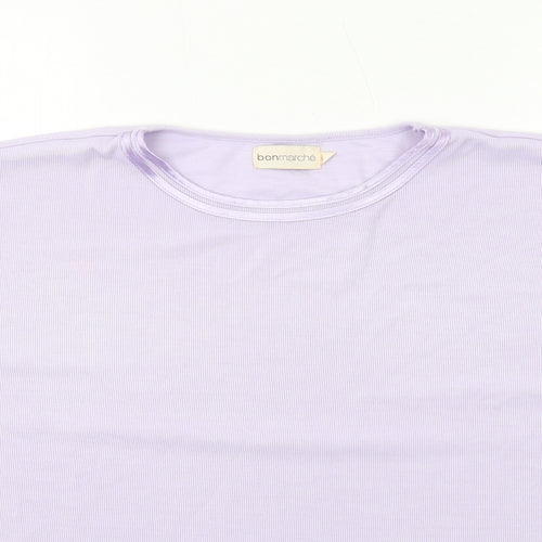 Bonmarché Womens Purple Cotton Basic T-Shirt Size L Crew Neck