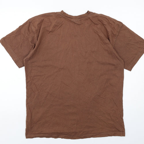 Dorothy Perkins Womens Brown Cotton Basic T-Shirt Size L Crew Neck
