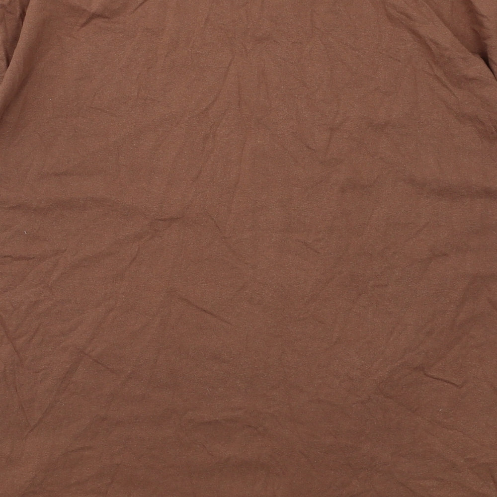 Dorothy Perkins Womens Brown Cotton Basic T-Shirt Size L Crew Neck