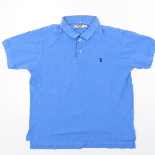 US Polo Assn. Mens Blue Cotton Polo Size M Collared Button