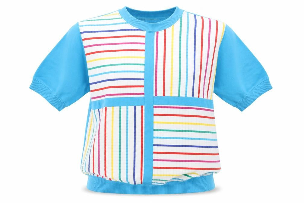 Front view of Blast women’s multicoloured polyester pullover sweatshirt, size M, pullover - multicoloured stripe