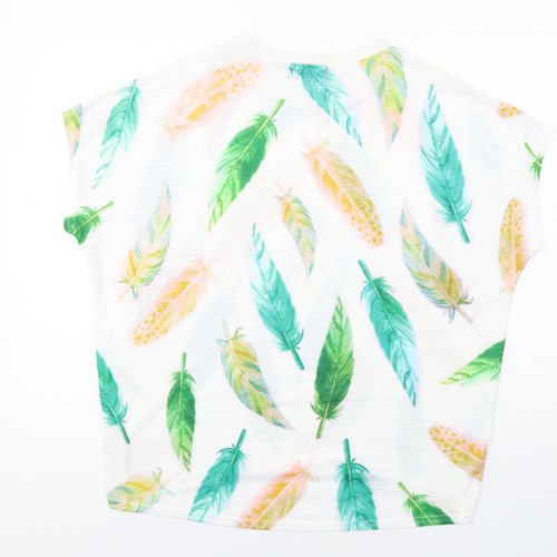 Paramour Womens Multicoloured Geometric Polyester Basic T-Shirt Size M Crew Neck - Leaf Print