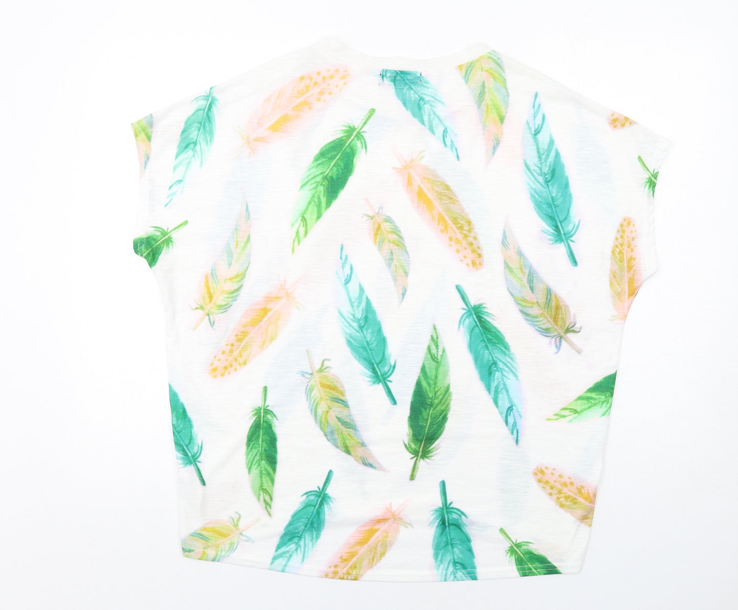 Paramour Womens Multicoloured Geometric Polyester Basic T-Shirt Size M Crew Neck - Leaf Print