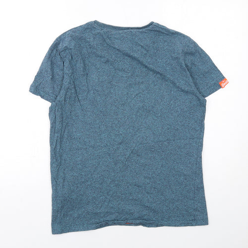 Superdry Mens Blue Cotton T-Shirt Size M Round Neck