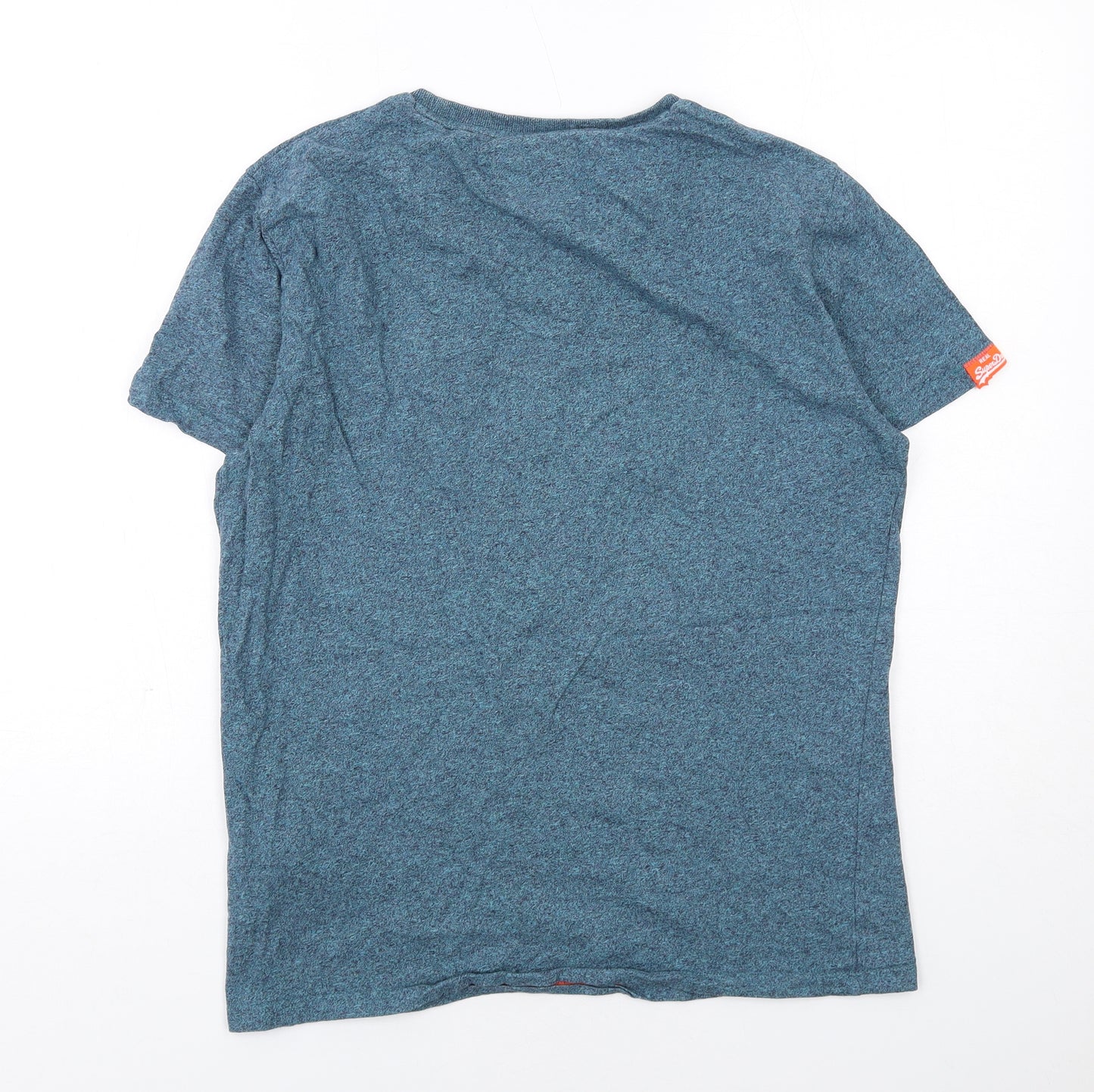 Superdry Mens Blue Cotton T-Shirt Size M Round Neck