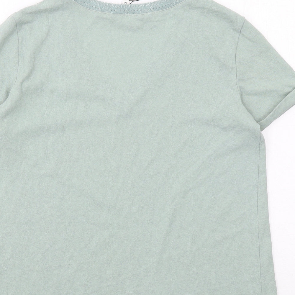 Grace & Mila Womens Green Cotton Basic T-Shirt Size M V-Neck