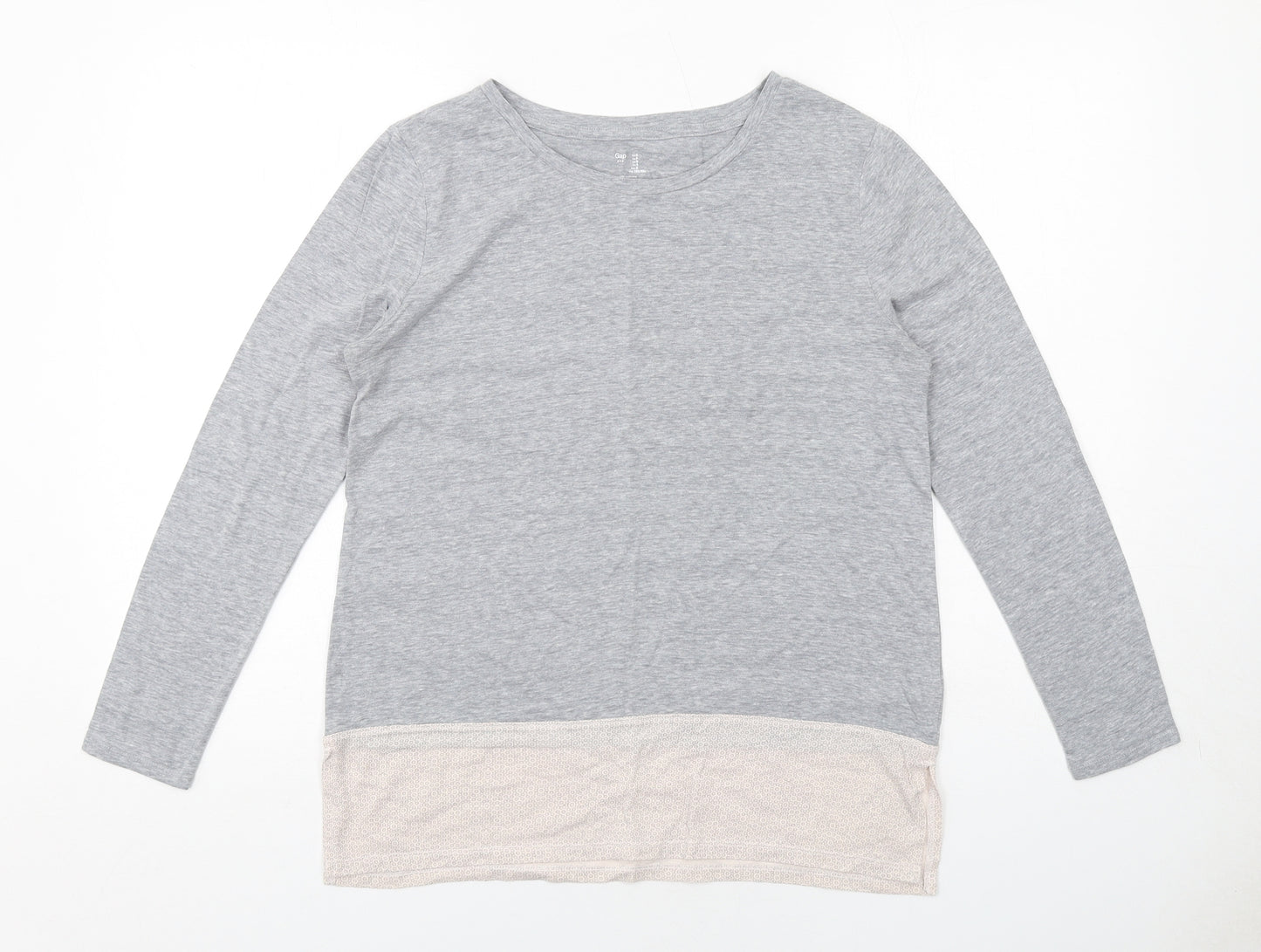 Gap Womens Grey Cotton Basic T-Shirt Size S Boat Neck