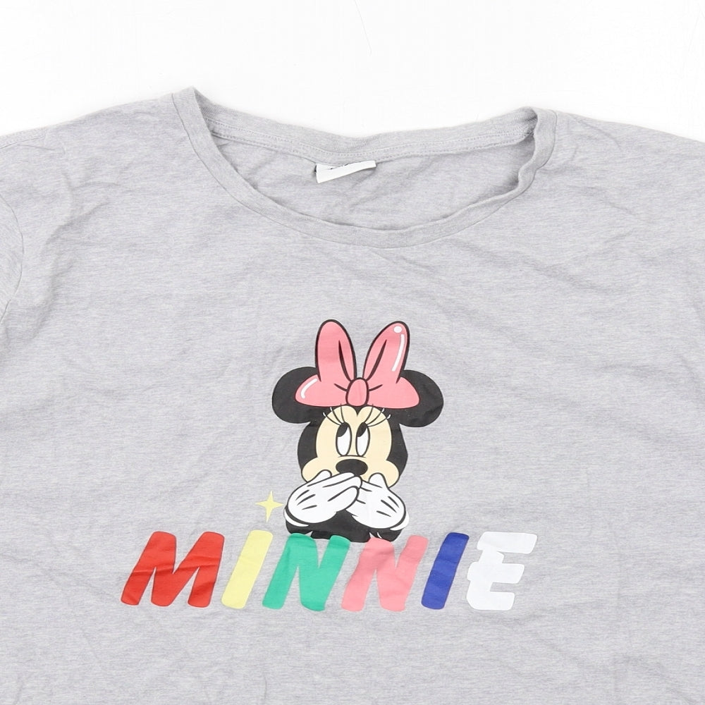 Disney Womens Grey Cotton Basic T-Shirt Size 18 Crew Neck - Minnie Mouse