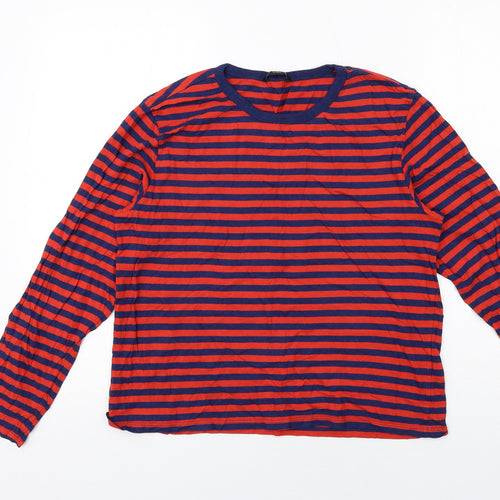 Monki Womens Red Striped Cotton Basic T-Shirt Size M Crew Neck