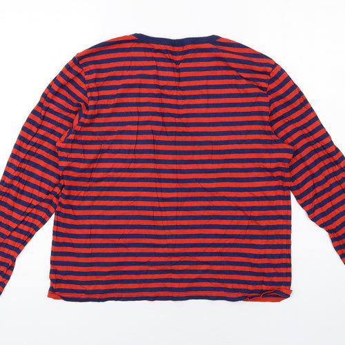 Monki Womens Red Striped Cotton Basic T-Shirt Size M Crew Neck