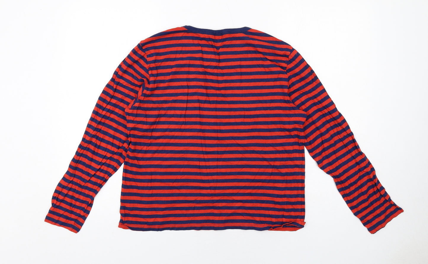 Monki Womens Red Striped Cotton Basic T-Shirt Size M Crew Neck