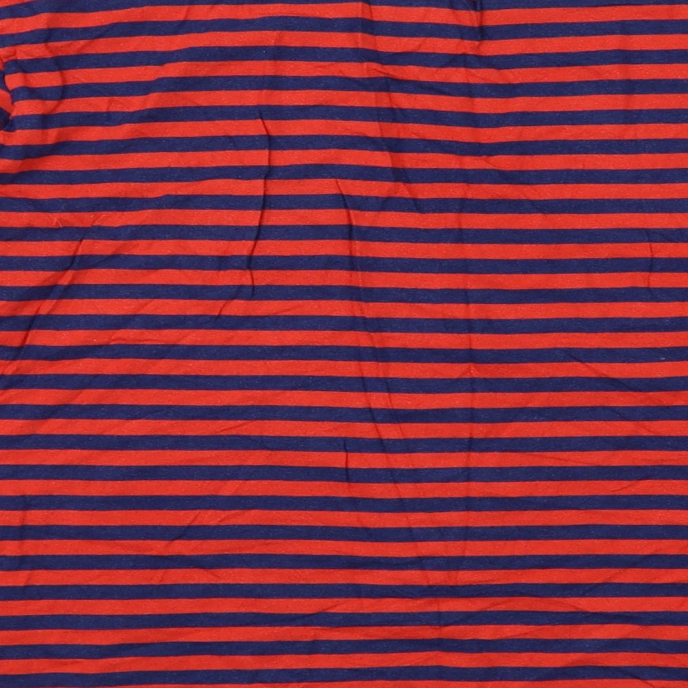 Monki Womens Red Striped Cotton Basic T-Shirt Size M Crew Neck
