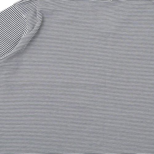 Bonmarché Womens Blue Striped Polyester Basic T-Shirt Size XL V-Neck