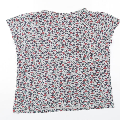 NEXT Womens Grey Floral Cotton Basic T-Shirt Size M Round Neck