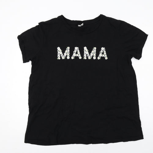 ASOS Womens Black Viscose Basic T-Shirt Size 16 Round Neck - Mama