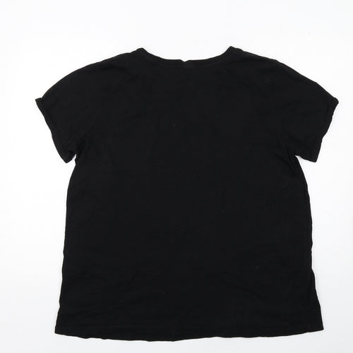 ASOS Womens Black Viscose Basic T-Shirt Size 16 Round Neck - Mama