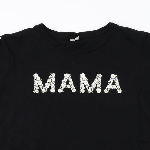 ASOS Womens Black Viscose Basic T-Shirt Size 16 Round Neck - Mama