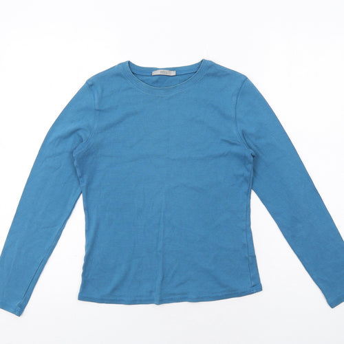 Marks and Spencer Womens Blue Cotton Basic T-Shirt Size 10 Round Neck