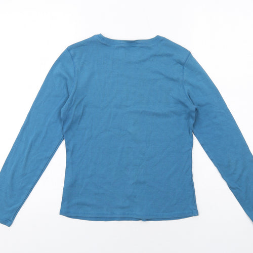 Marks and Spencer Womens Blue Cotton Basic T-Shirt Size 10 Round Neck