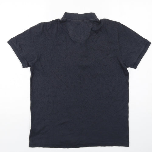 HUGO BOSS Mens Black Geometric Cotton Polo Size M Collared Button