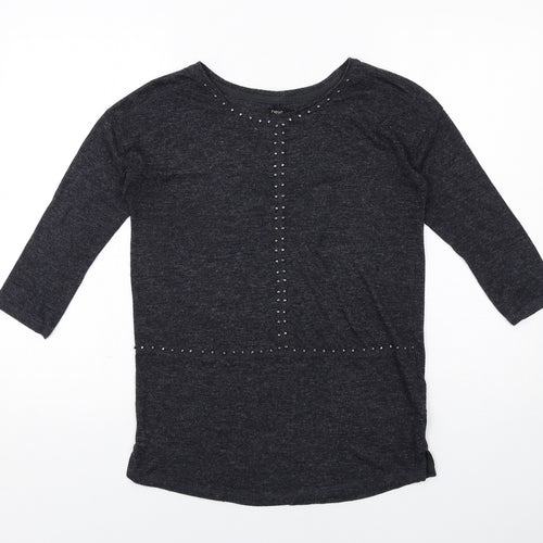 NEXT Womens Grey Polyester Basic T-Shirt Size 8 Round Neck