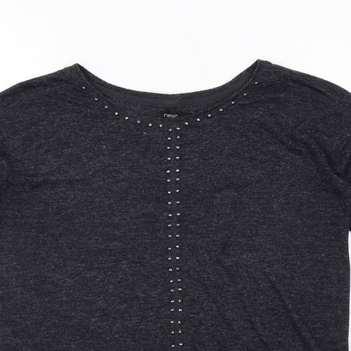 NEXT Womens Grey Polyester Basic T-Shirt Size 8 Round Neck