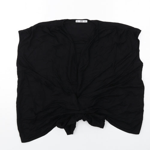 Zara Womens Black Viscose Basic Blouse Size M V-Neck