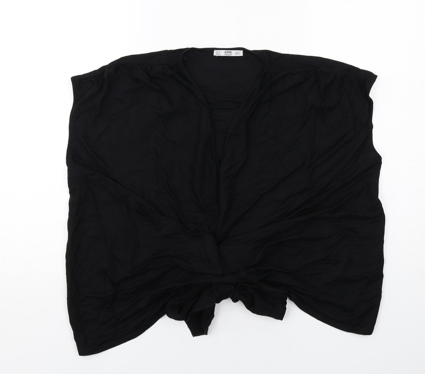 Zara Womens Black Viscose Basic Blouse Size M V-Neck