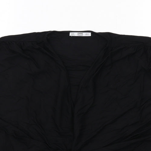 Zara Womens Black Viscose Basic Blouse Size M V-Neck
