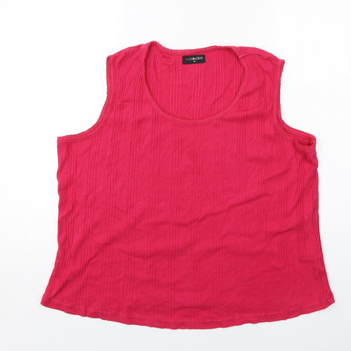 Bonmarché Womens Pink Cotton Basic Tank Size XL Round Neck