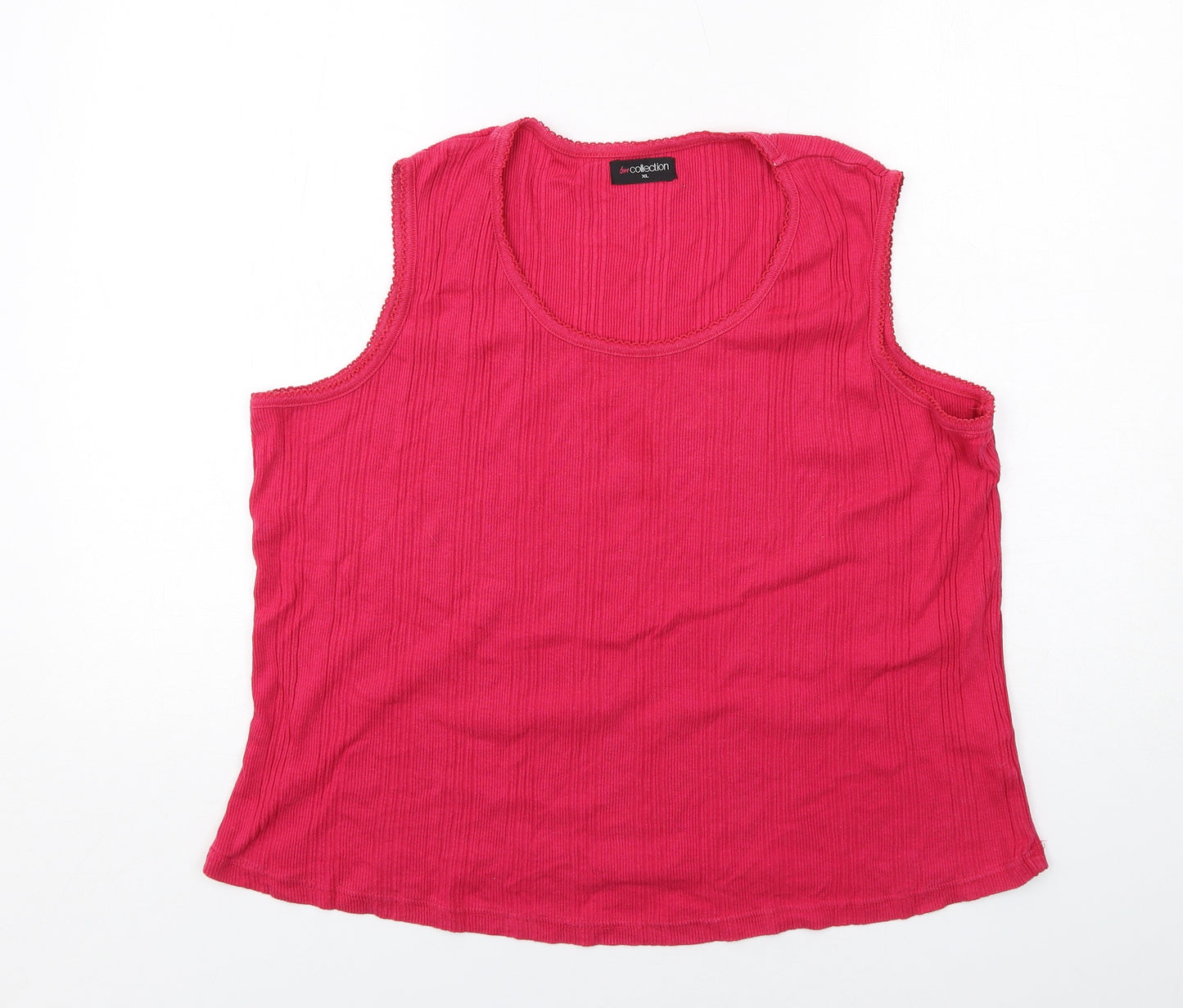 Bonmarché Womens Pink Cotton Basic Tank Size XL Round Neck