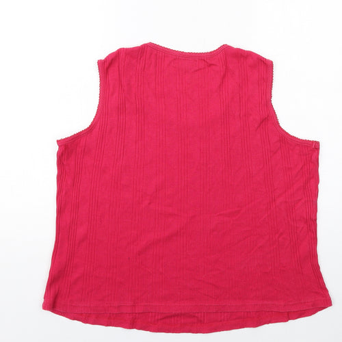 Bonmarché Womens Pink Cotton Basic Tank Size XL Round Neck