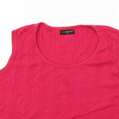 Bonmarché Womens Pink Cotton Basic Tank Size XL Round Neck